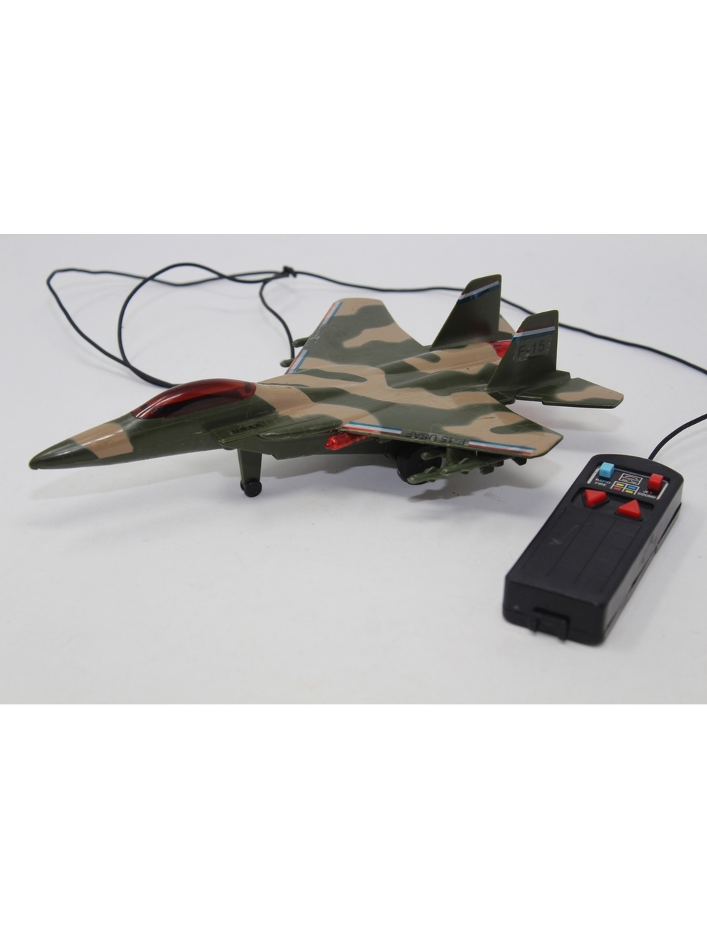 Vintage 1990 Soma USAF F-15 Camo Fighter Jet Remote Control Rapid Fire + Sounds